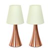 Simple Designs Valencia Mini Touch Table Lamp Set with Fabric Shades, Cream, PK 2 LT2014-CRM-2PK